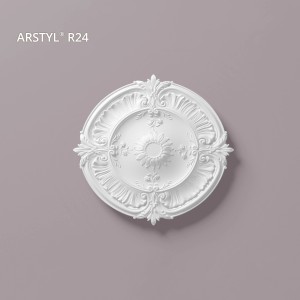 Weiße NOEL & MARQUET ARSTYL R24 Rosette (Ø 77cm) für Paneele, detailreich verziert.