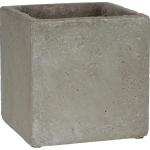 Quadratischer, hellgrauer Übertopf Jimmy von Mica, 15x15 cm, aus robustem Zement.