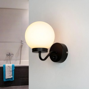 EASYLIGHT Wandleuchte Mit Schalter Metall Glas E14 IP44 Schwarz Weiß