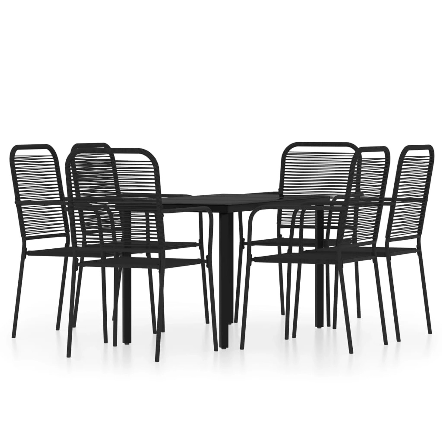 vidaXL 7-Tlg Garten-Essgruppe Schwarz 3099140 günstig online kaufen