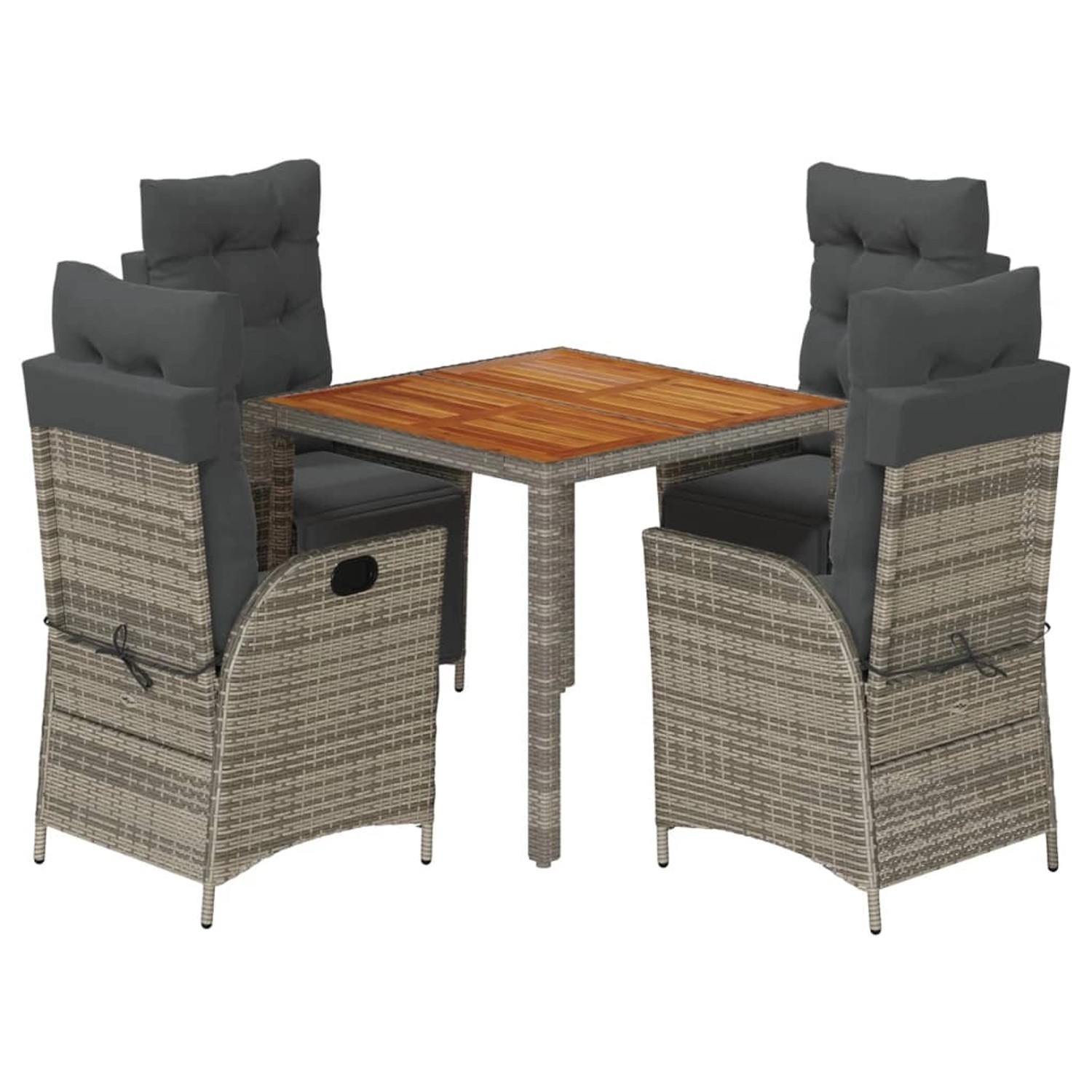 vidaXL 5-Tlg Garten-Essgruppe mit Kissen Grau Poly Rattan 3213345 günstig online kaufen