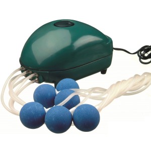 Ubbink Belüftungspumpe Air 1.000 mit 6 Luftausströmern und Schläuchen für Teichbelüftung.