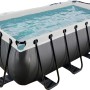 Rechteckiger Exit Black Leather Stahlrahmen Pool 400x200x122 cm mit Abdeckung und Sandfilterpumpe.