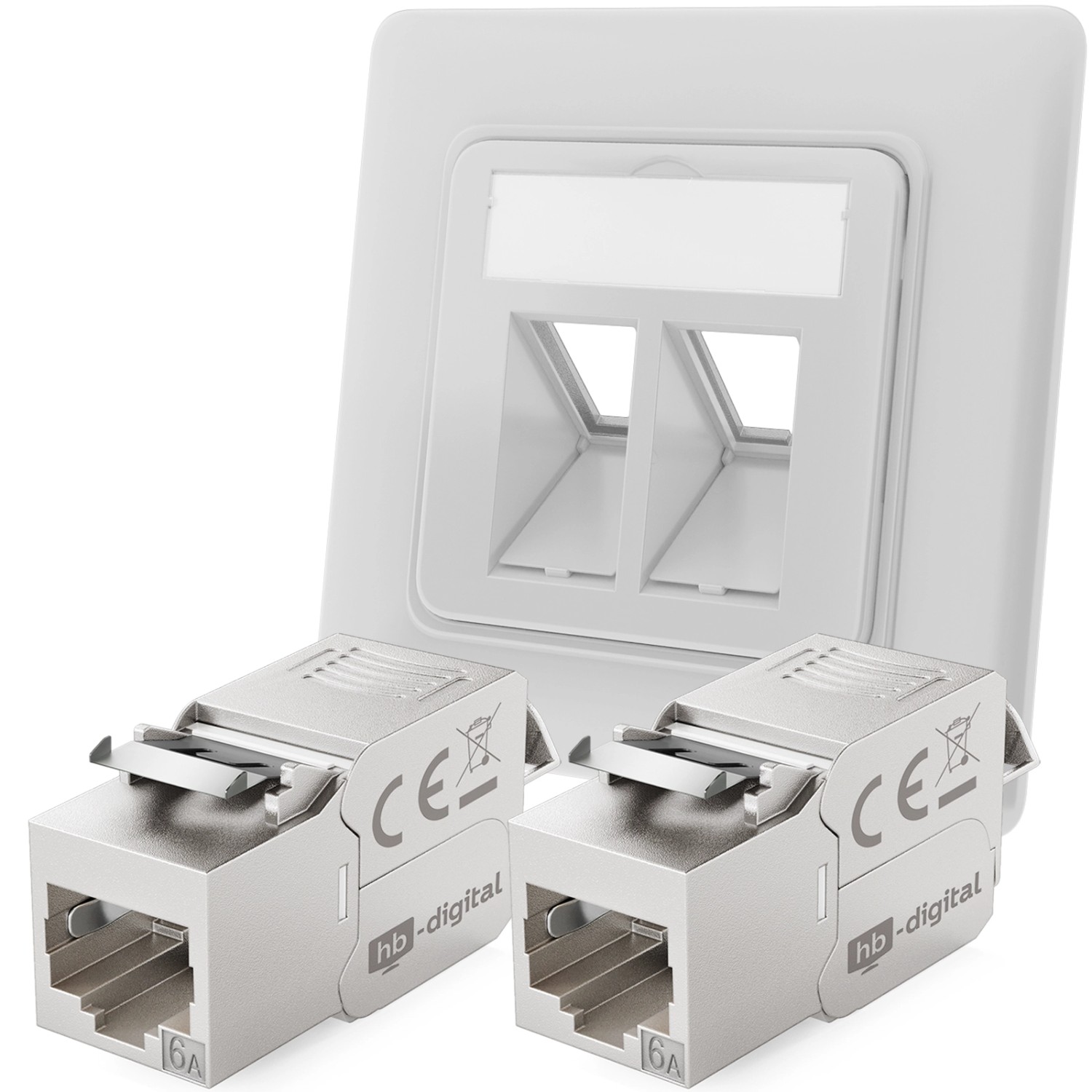 hb-digital Netzwerkdose Unterputz Einsatz 2 Port mit 2x Keystone Modul CAT günstig online kaufen