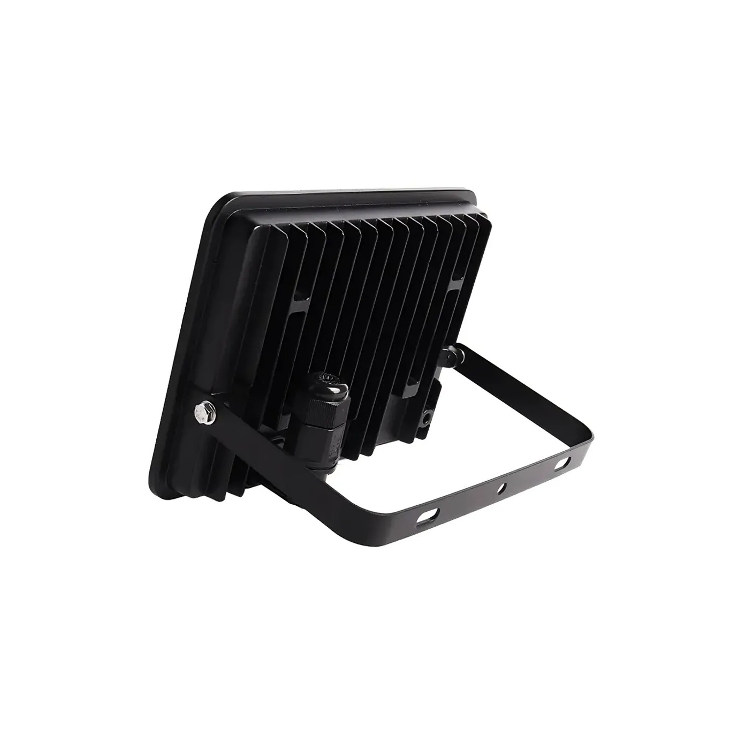 Schwarzer LUXULA LED-Außenstrahler 50W mit Bewegungsmelder und Schnellverbinder.