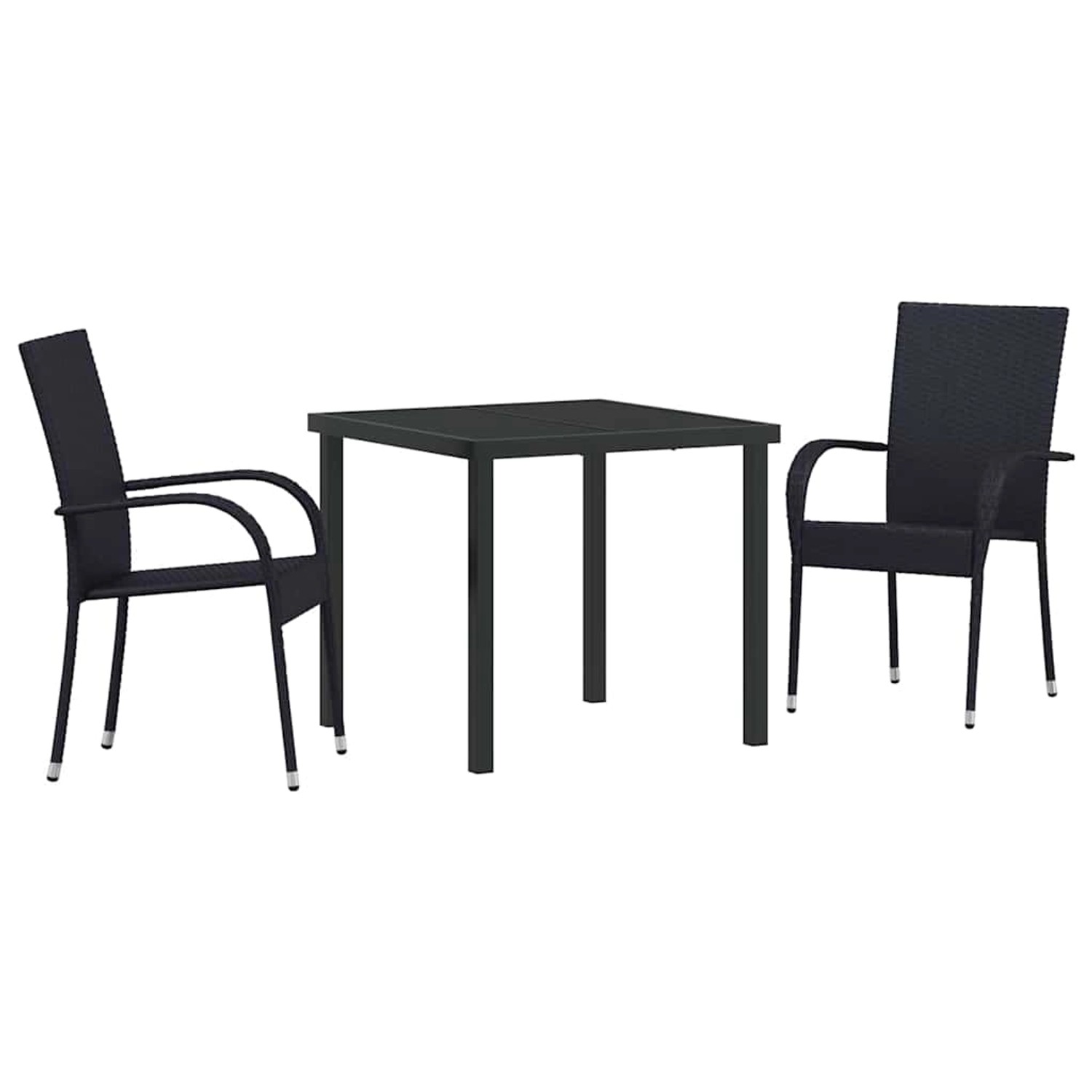 vidaXL Garten Essgruppe 3-Tlg Schwarz Poly Rattan 3379401 günstig online kaufen