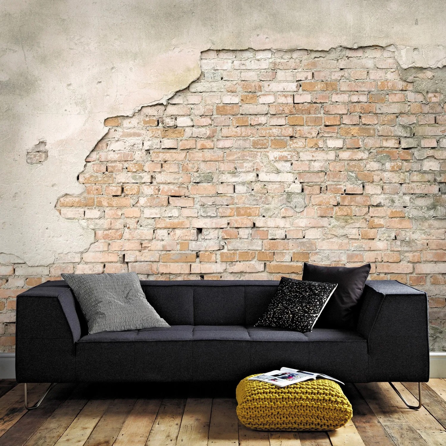 Art for the Home Fototapete Dublin, 300x300 cm, mit Backstein-Mauerwerk-Motiv.