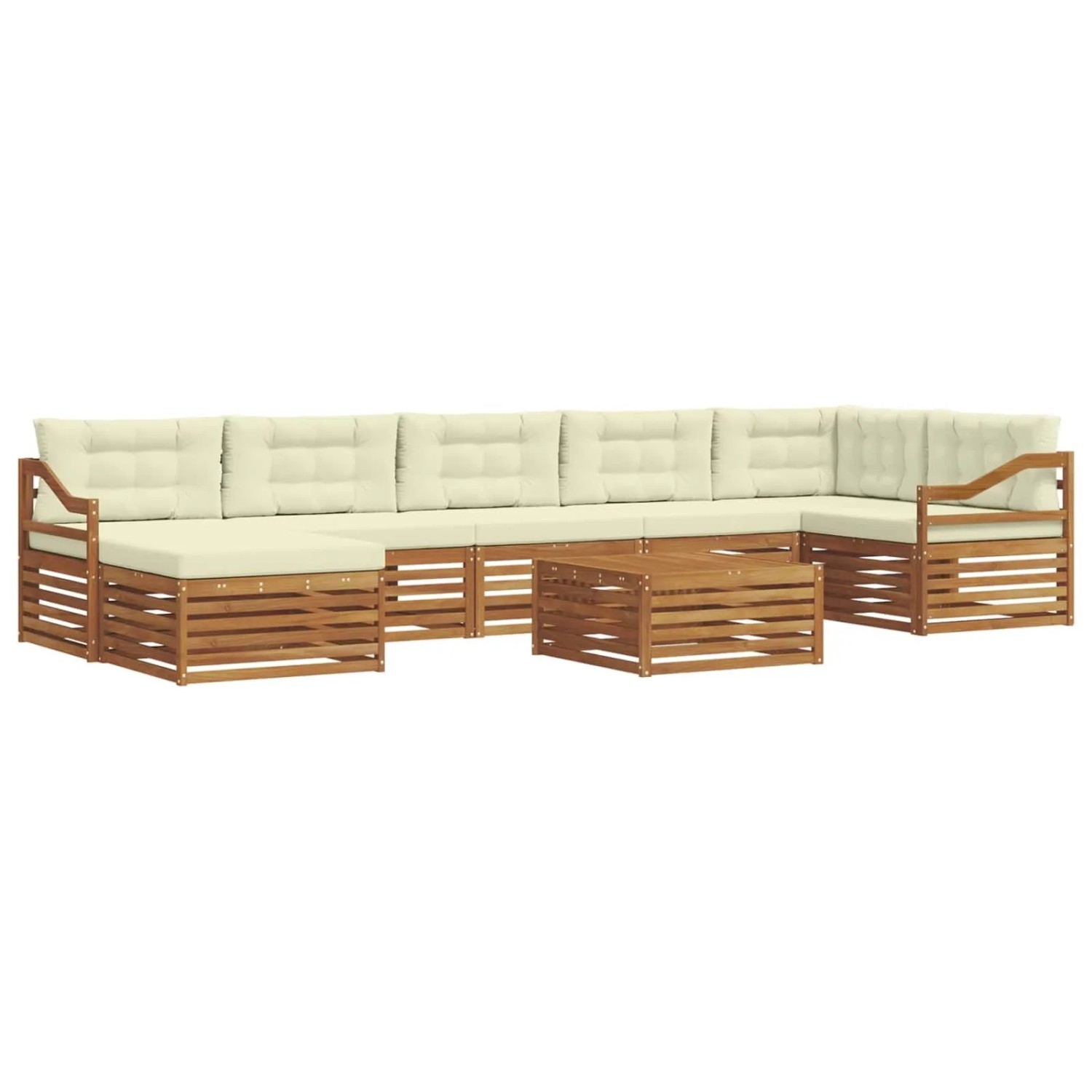 vidaXL Sofagarnituren 8 Tlg Natur und Creme Massivholz Akazie 3373875