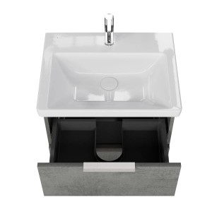 Steinkamp Waschtischunterschrank Living 2.0 mit Villeroy & Boch Subway 3.0 Waschtisch, oxid dunkelgrau, mit Auszug.