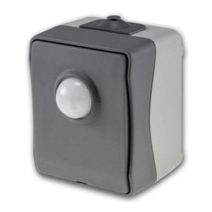 ChiliTec NUQUI Bewegungsmelder IP54 für Feuchträume, Aufputzmontage, grau.