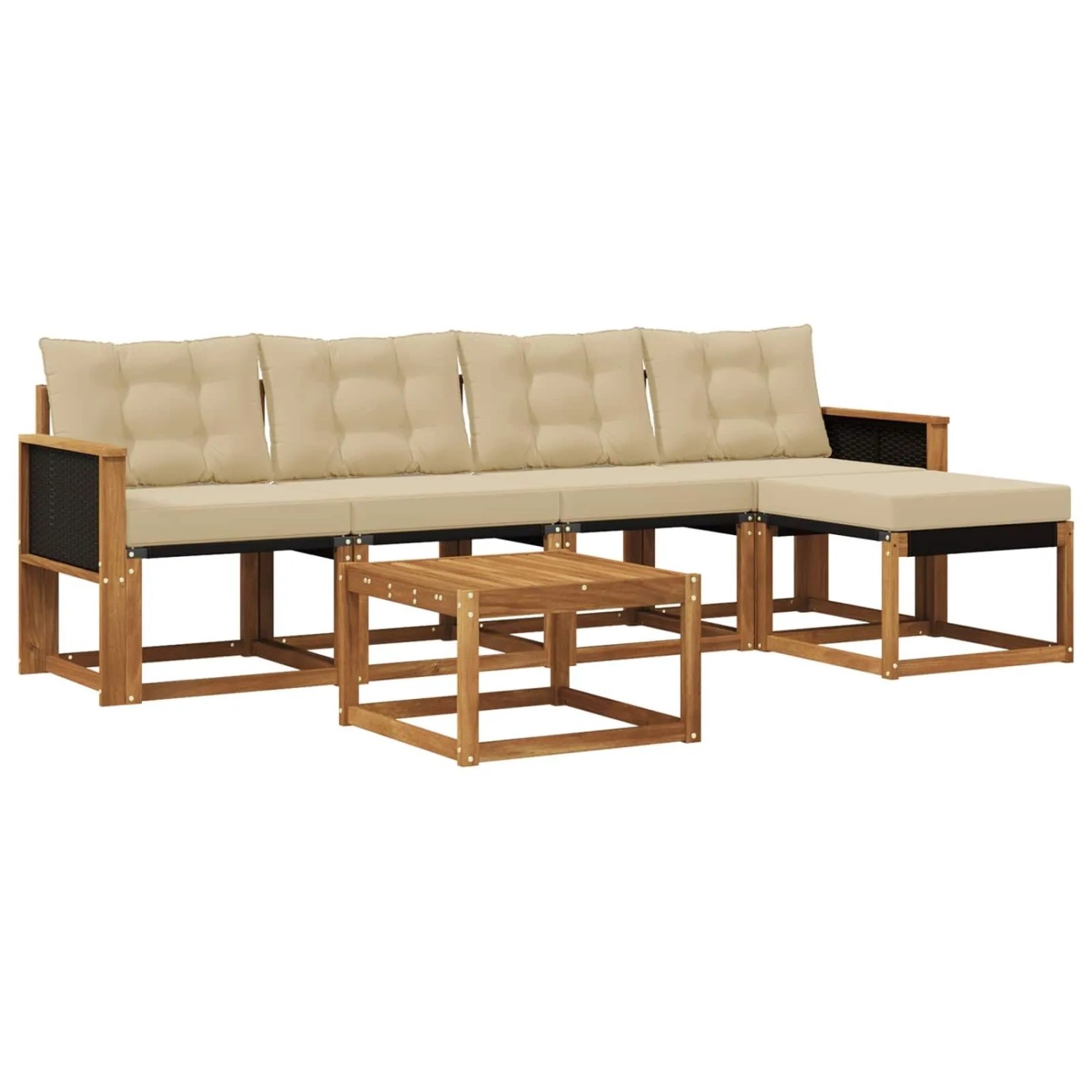 vidaXL Outdoor-Sofagarnitur mit Kissen 6 Stk Natur und Beige 3381897