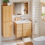 SoBuy Waschbeckenunterschrank BZR172-N mit Waschbecken und 2 Schubladen in Natur.