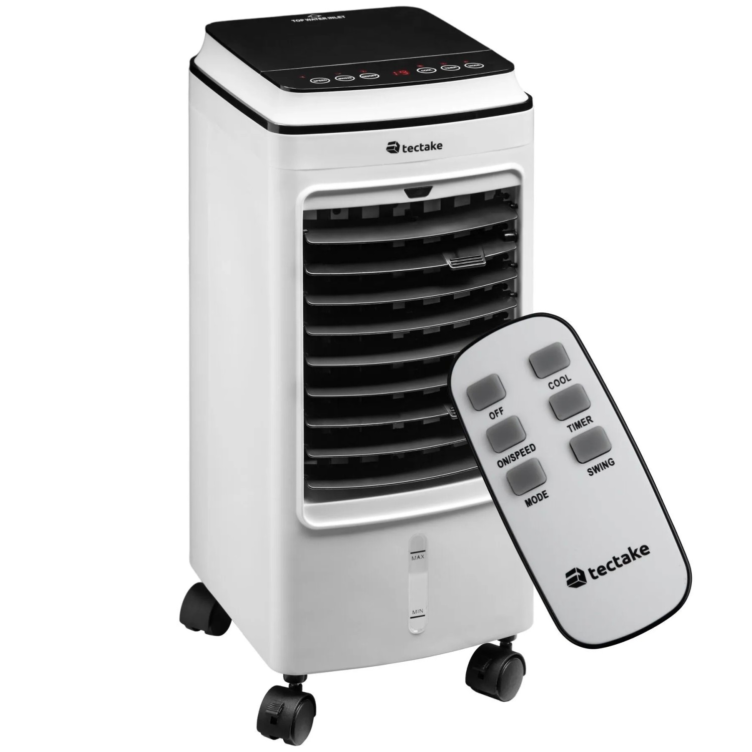 Tectake Klimagerät Notos Mobil  Mit Drehbaren Lamellen 3 Modi und 3 Geschwindigkeitsstufen  23 50 x 26 50 x 60 cm Weiß