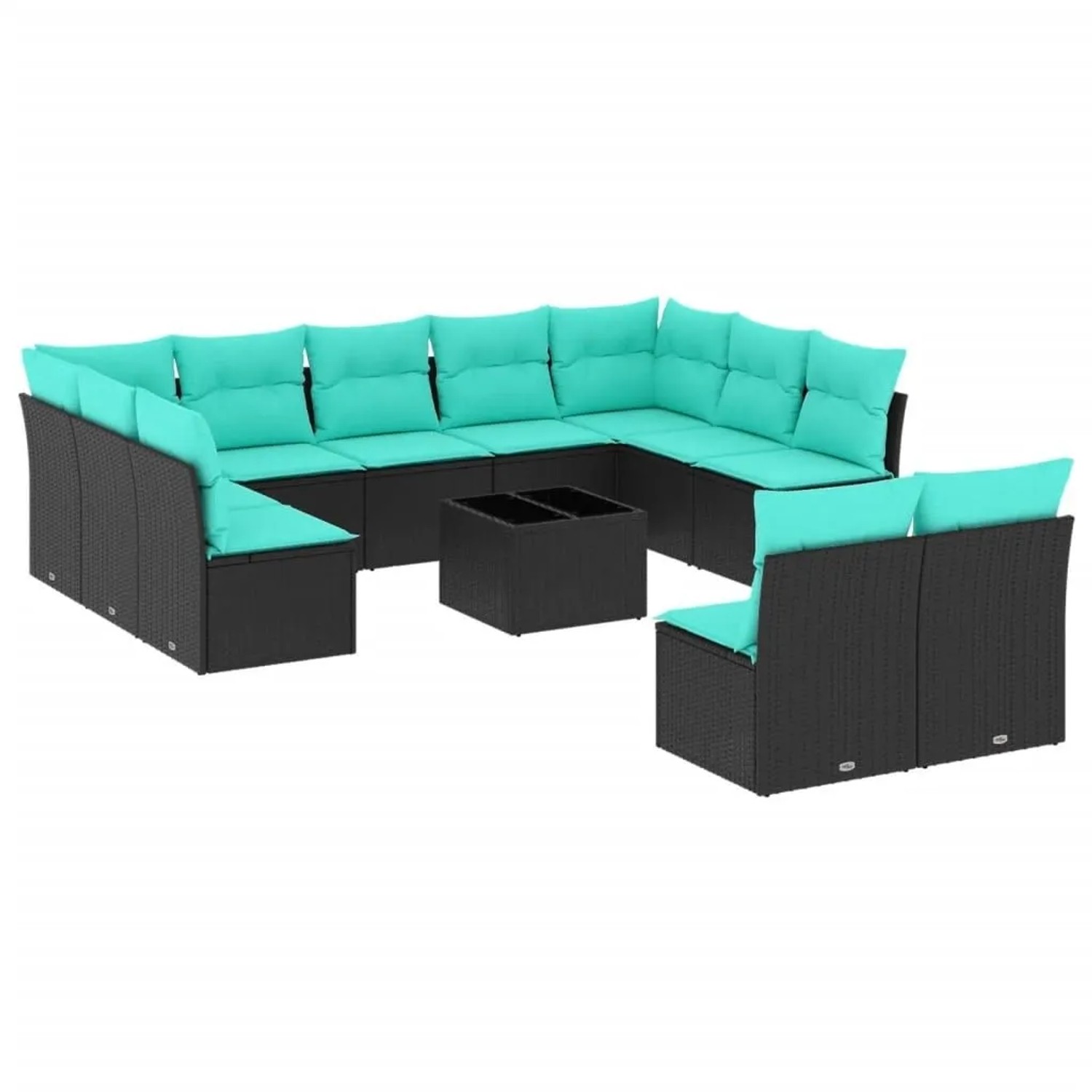 vidaXL 12-Tlg Gartensofa-Set mit Kissen Schwarz Polyrattan 3218357 günstig online kaufen