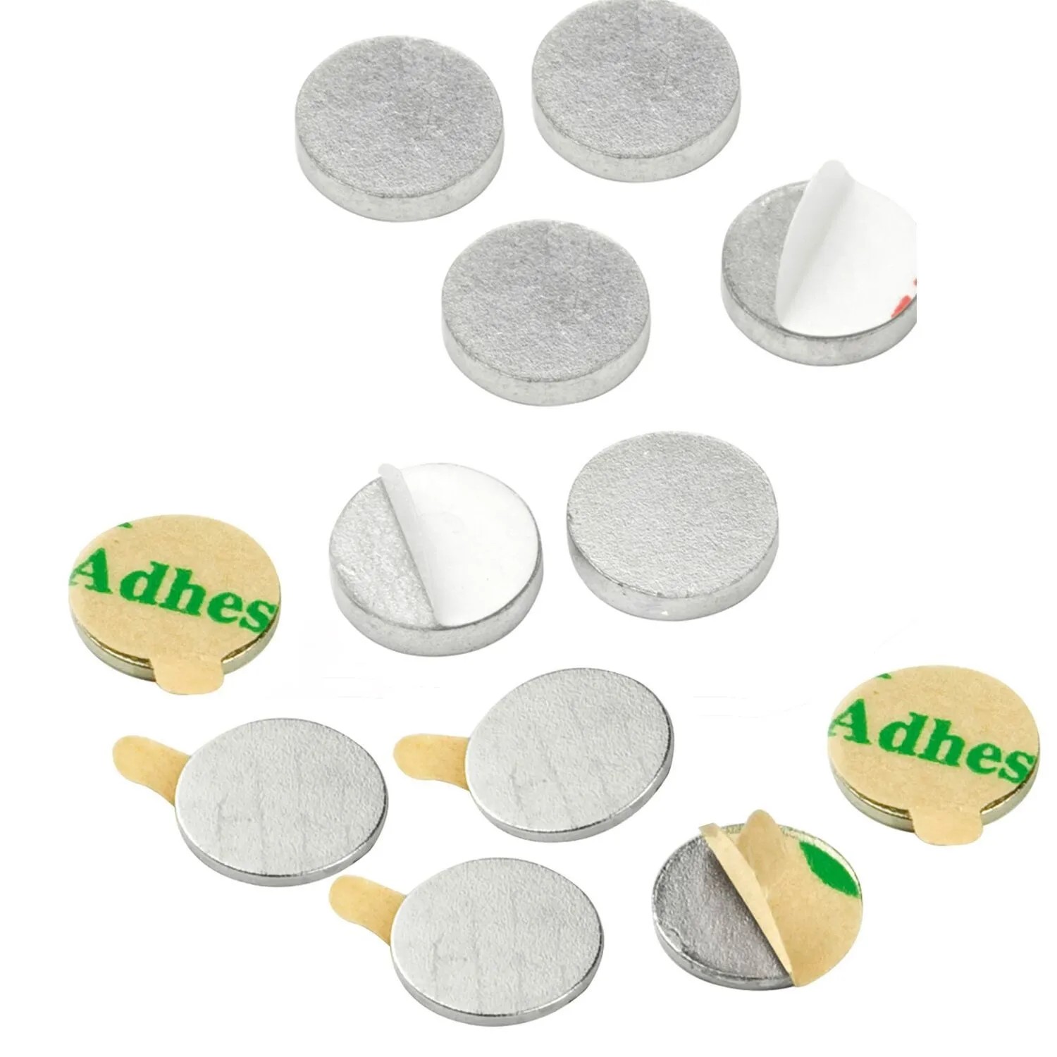 vasalat Flachmagnete Ø 8 mm Selbstklebend mit Metallscheiben 12-teilig