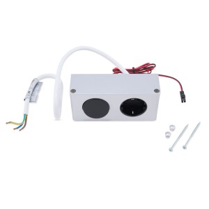 Kalb 12W LED Netzteil Kombibox mit Schalter und Steckdose, silbergrau. Für Möbel-Einbau geeignet.