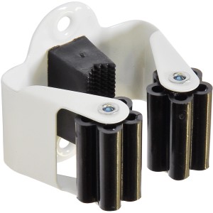 Weißer Siro Gerätehalter aus Metall zur Wandmontage für Stielgeräte.