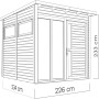 Anthrazitfarbenes Bertilo Gartenhaus Pentus 2 Office aus Holz, 234x226 cm.