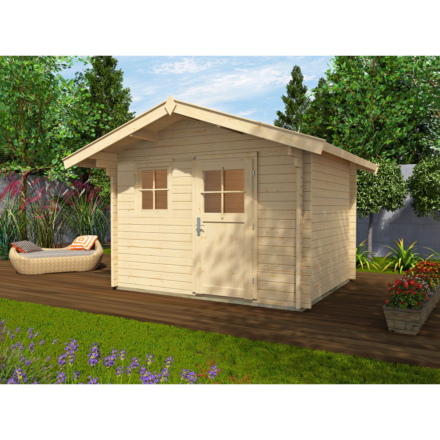 Weka Holz-Gartenhaus Belluno B Natur BxT: 380 cm x 370 cm günstig online kaufen