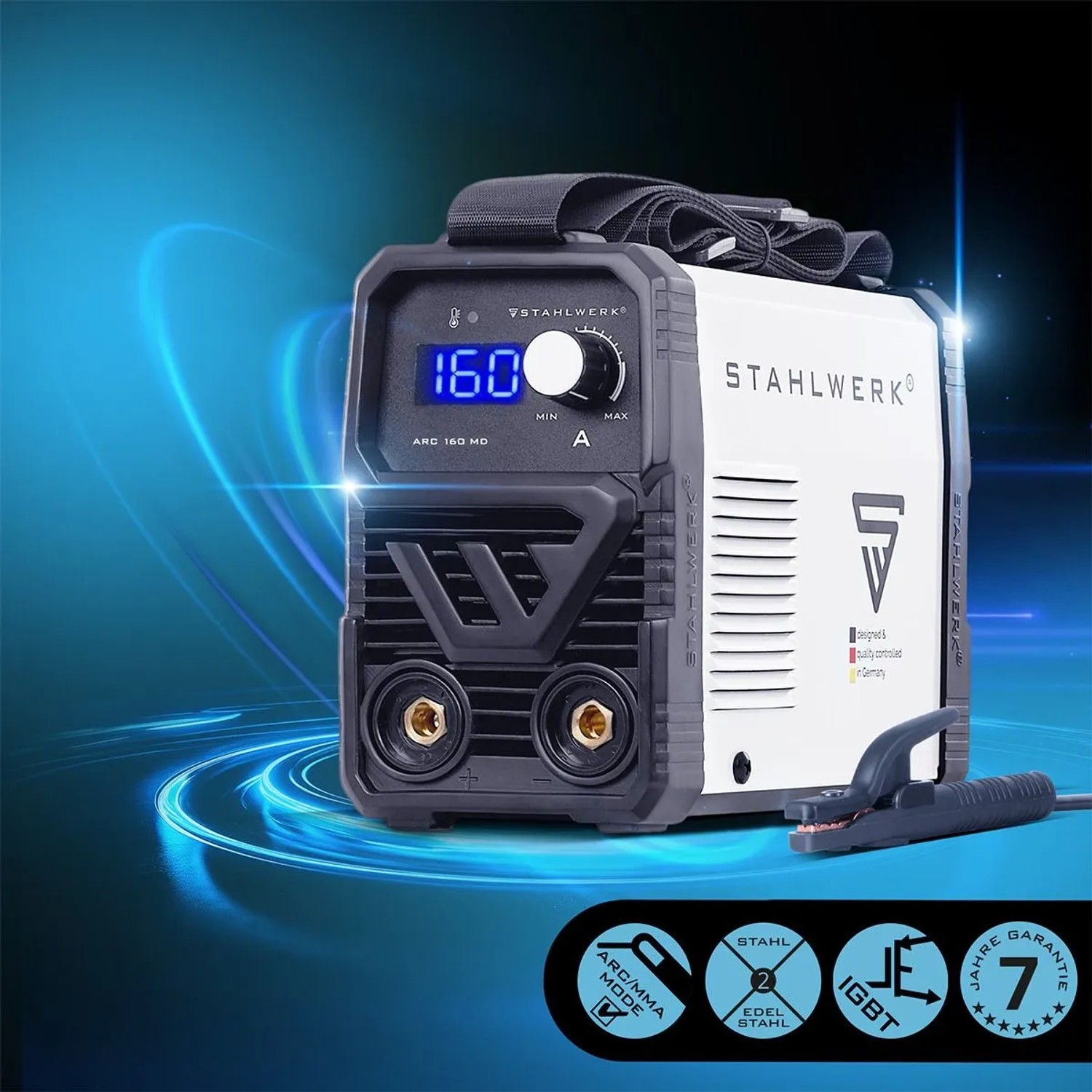 STAHLWERK ARC 160 MD Schweißgerät mit Zubehör, 160 Ampere, für E-Hand-Schweißen.