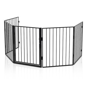 Juskys Kamin Ofenschutzgitter 300 cm, 5-teilig, aus Metall, mit Tür und Wandmontage