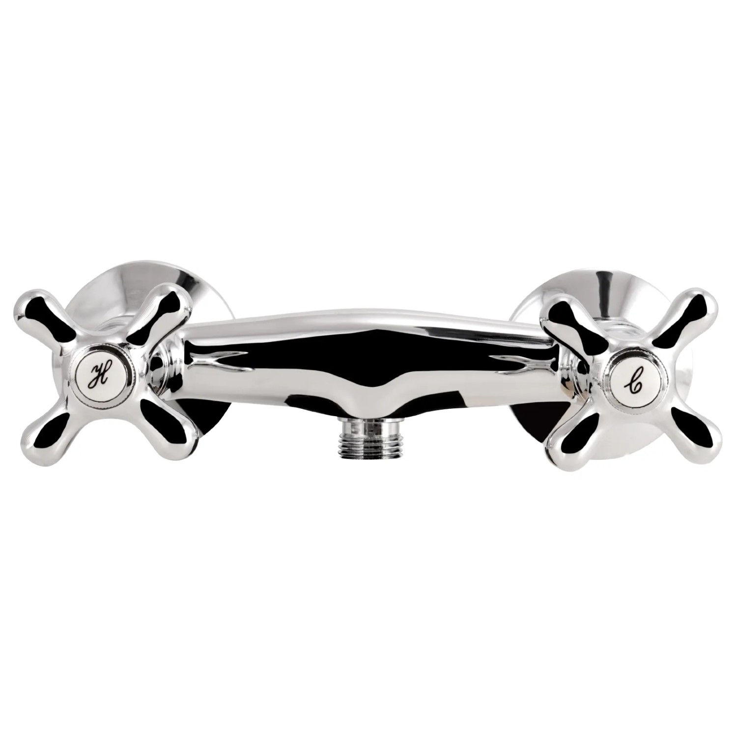 Calmwaters Zweigriffmischer Dusche Retro Cross Kreuzgriffe Chrom 