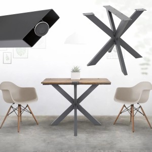 ML-Design Tischgestell Spider, anthrazitfarbenes Kreuzgestell im X-Design für Esstische.