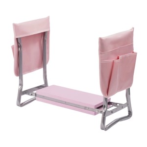 Klappbare Relaxdays Kniebank in Pink mit Taschen, Gartenhelfer für komfortables Arbeiten.