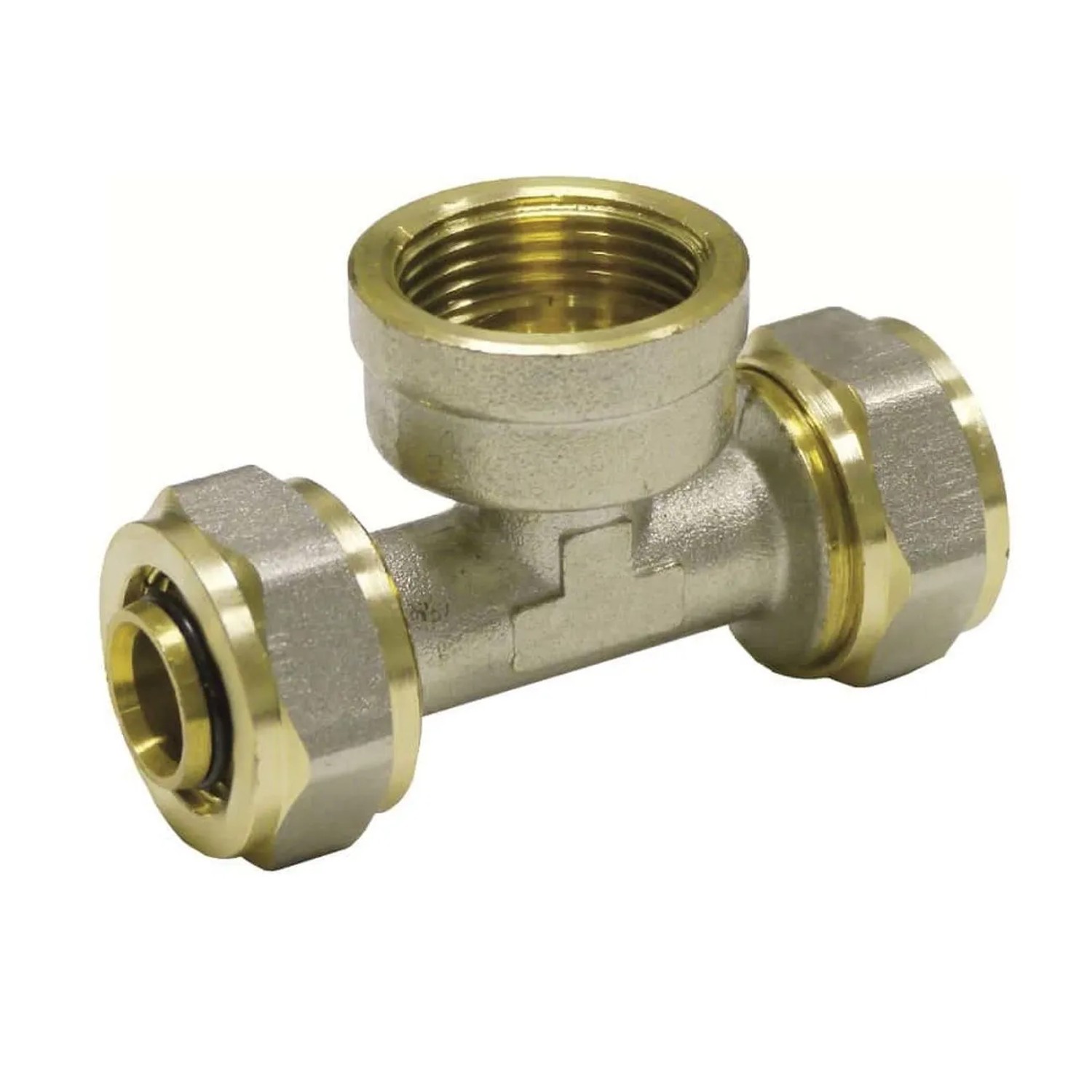 Boni-Shop Schraubfitting T-stück 26 X 3 mm 3/4 Zoll IG aus Metall Gold