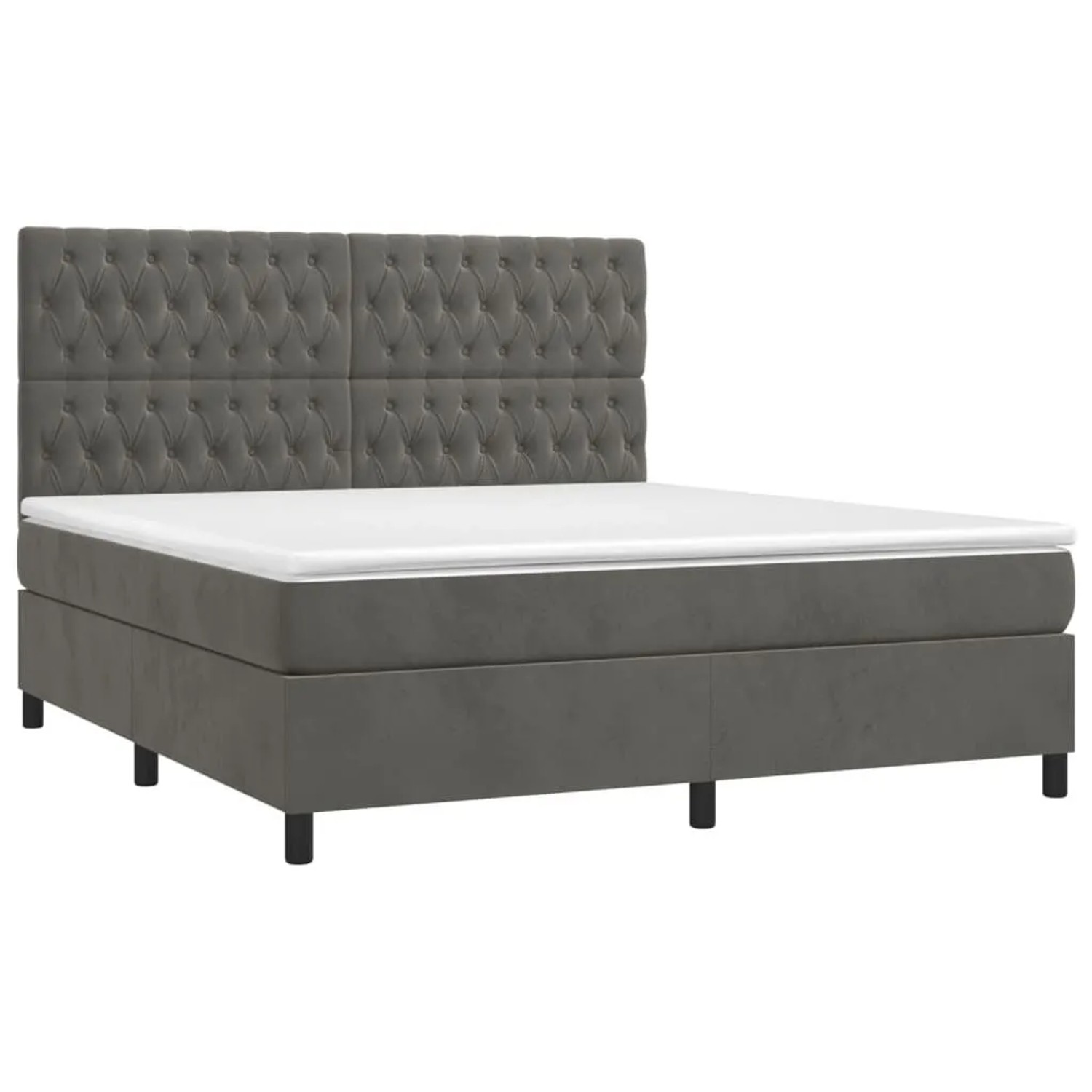 vidaXL Boxspringbett mit Matratze Dunkelgrau 180x200 cm Samt 3143218 günstig online kaufen