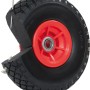 Pannensicheres Ersatzrad für Sackkarre, 260x85 mm, mit roter Felge und Schnittdarstellung.