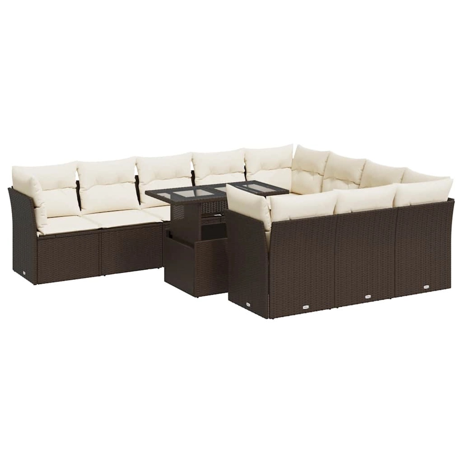 vidaXL 11-Tlg Garten-Sofagarnitur mit Kissen Braun Poly Rattan 3326234 günstig online kaufen