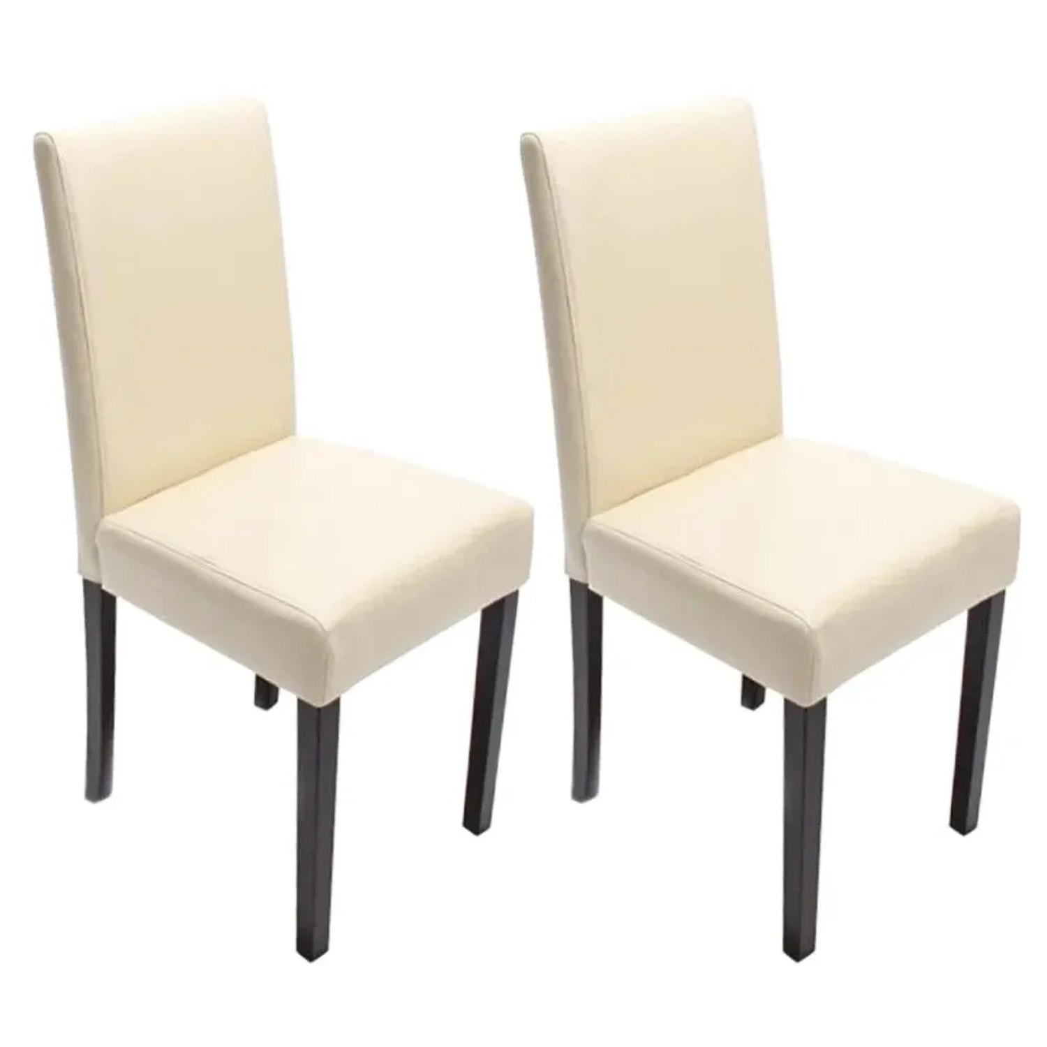 MCW Esszimmerstuhl Littau 2er-Set Leder Creme Dunkle Beine