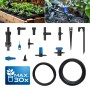 LUX-TOOLS Tropf-Bewässerungs-Set: Schläuche, Tropfer, Sprüher und Verbinder. Zeigt Bewässerung im Hochbeet für bis zu 30 Pflanzen.