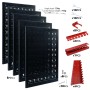 CCLIFE 5-teilige schwarze Metall-Lochwand mit 66tlg. rotem Zubehör, Haken und Haltern für Werkstatt & Garage.