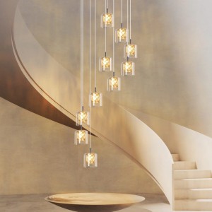 ZMH Pendelleuchte 10 flammig Modern Kristall Glas Höhenverstellbar G9 Hängeleuchte für Treppenhaus Wohnzimmer Esszimmer