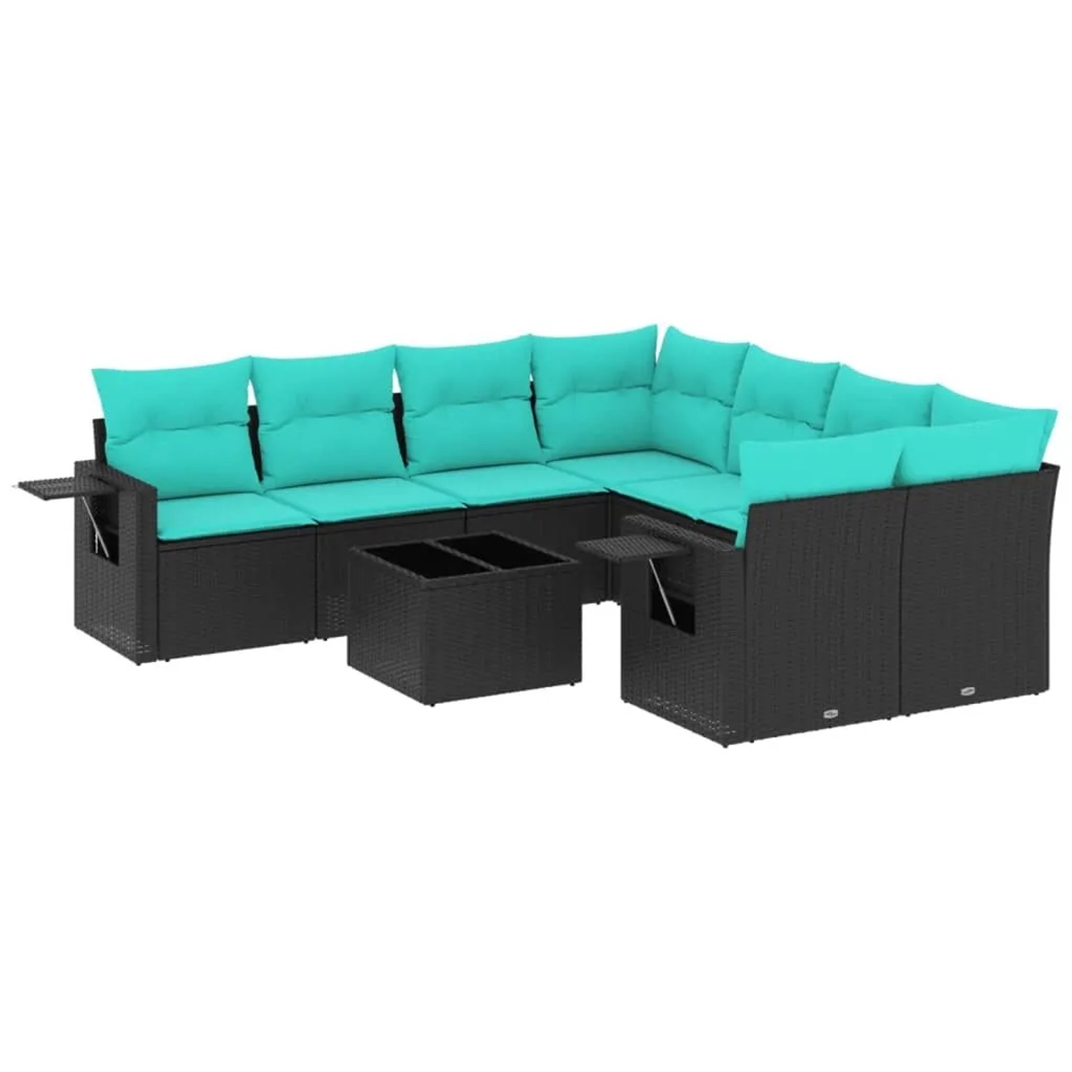 vidaXL 9-Tlg Gartensofa-Set mit Kissen Schwarz Polyrattan 3219956 günstig online kaufen