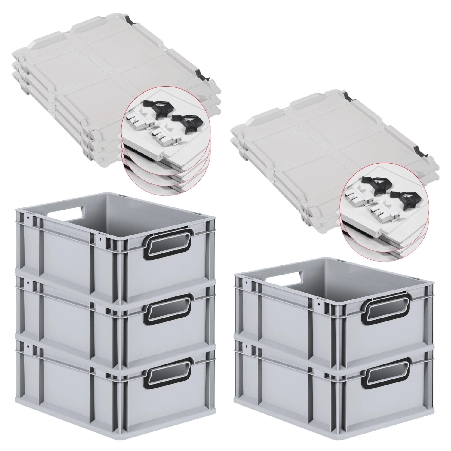 PROREGAL SuperSparSet 5x Eurobox Nextgen Color Mit Scharnierdeckel HxBxT 17 günstig online kaufen
