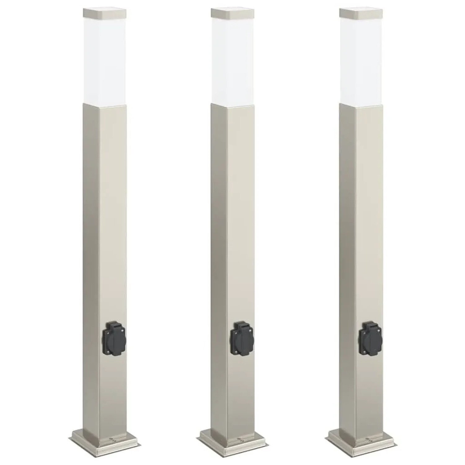 vidaXL Pollerleuchten mit Auslass 3 Stk 80 cm Edelstahl IP44 4006062