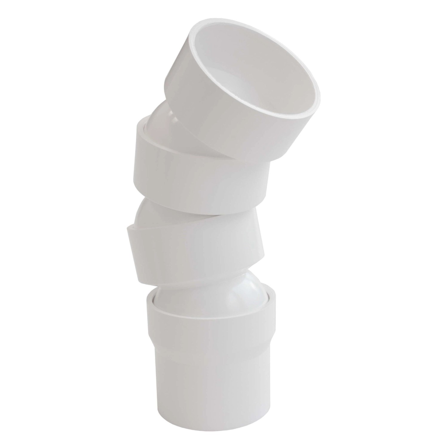 Inefa Flexibler Rohrbogen PVC 3x DN 50 45-67 Grad Bogenstück Weiß