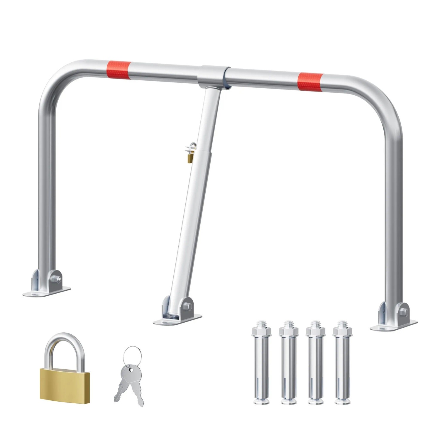 Wiltec Parkplatzbügel Klappbar 805X445Cm Schloss Parkpfosten Sperrbügel Stahl