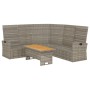Graues 2-tlg. Garten-Lounge-Set aus Rattan mit Tisch und Ecksofa mit Liegefunktion.