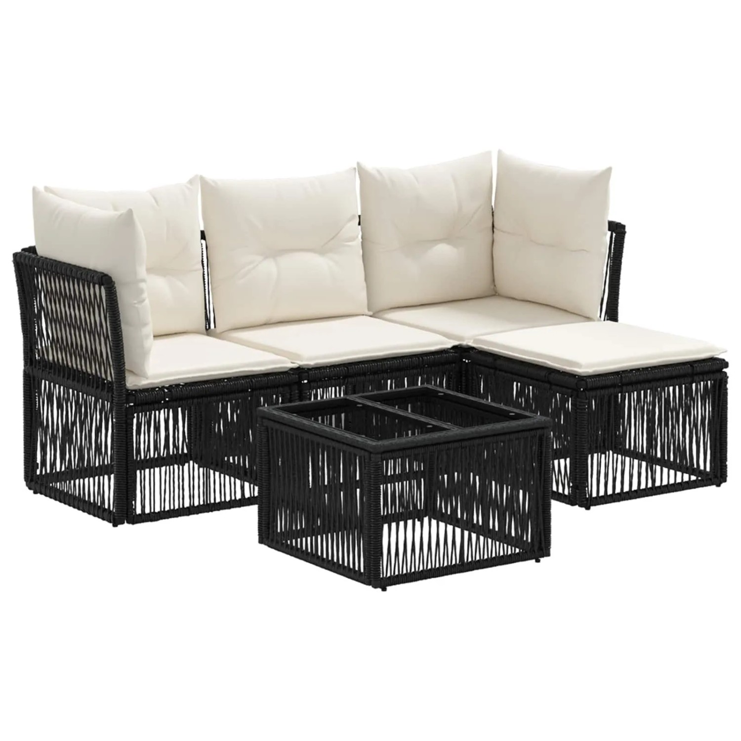 vidaXL Gartensofa-Set 5-Tlg Schwarz Poly-Rattan 3434200