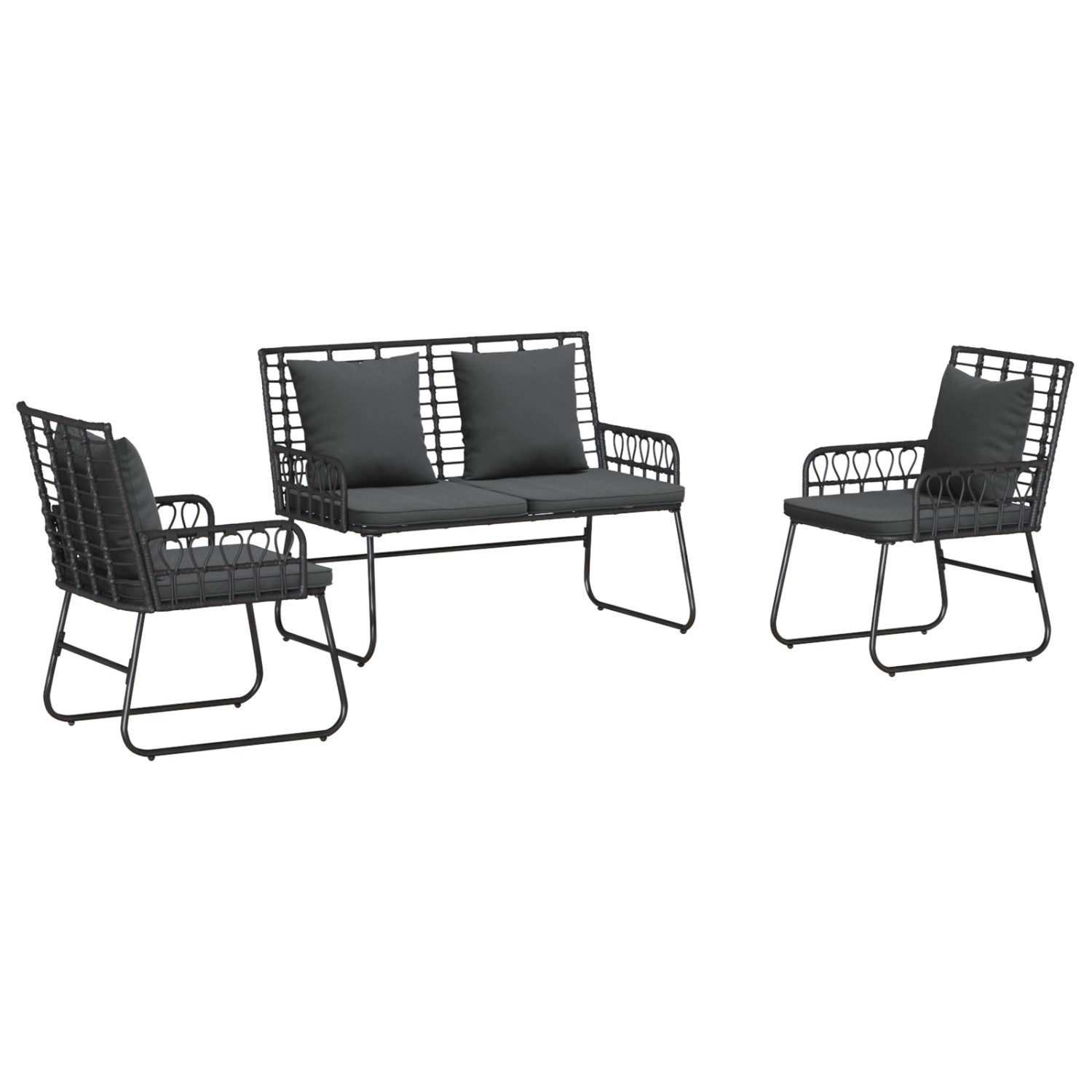 vidaXL Garten Essgruppe 3-Tlg Schwarz Anthrazit Poly Rattan Stahl 42010352 günstig online kaufen