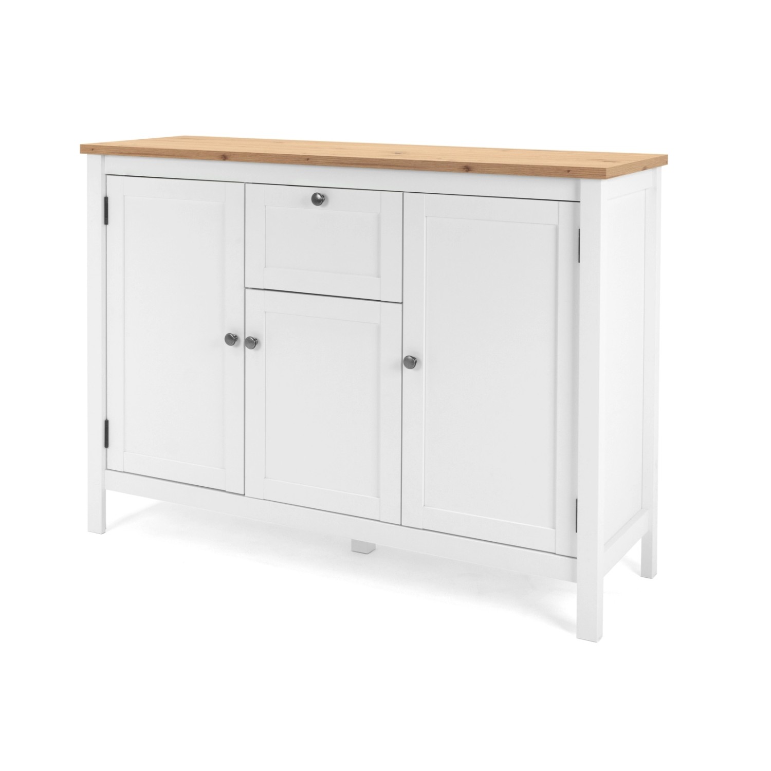Furn.Design Sideboard Landhaus Weiß Eiche Artisan 120 cm 3-türig Vestland günstig online kaufen