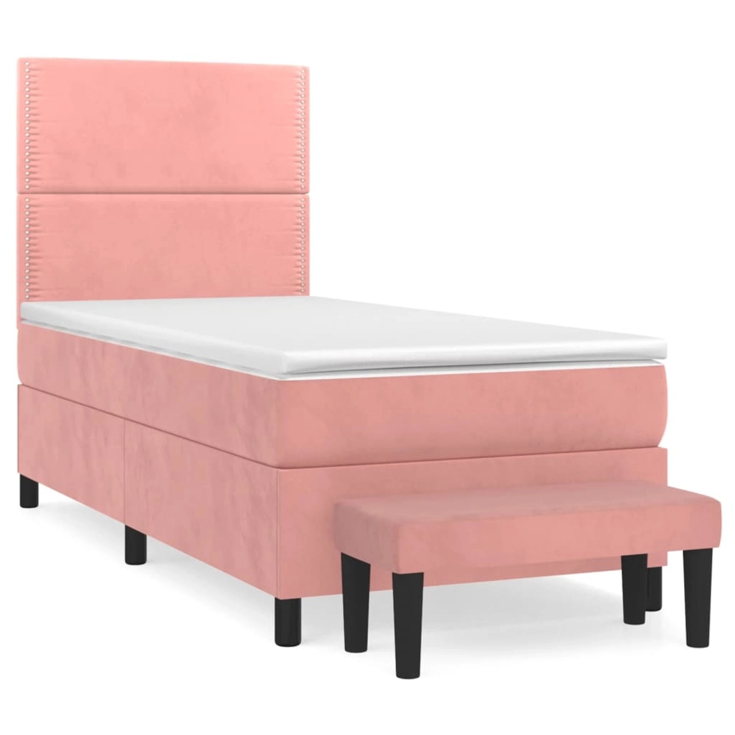 vidaXL Boxspringbett mit Matratze Rosa 100x200 cm Samt1399414 günstig online kaufen