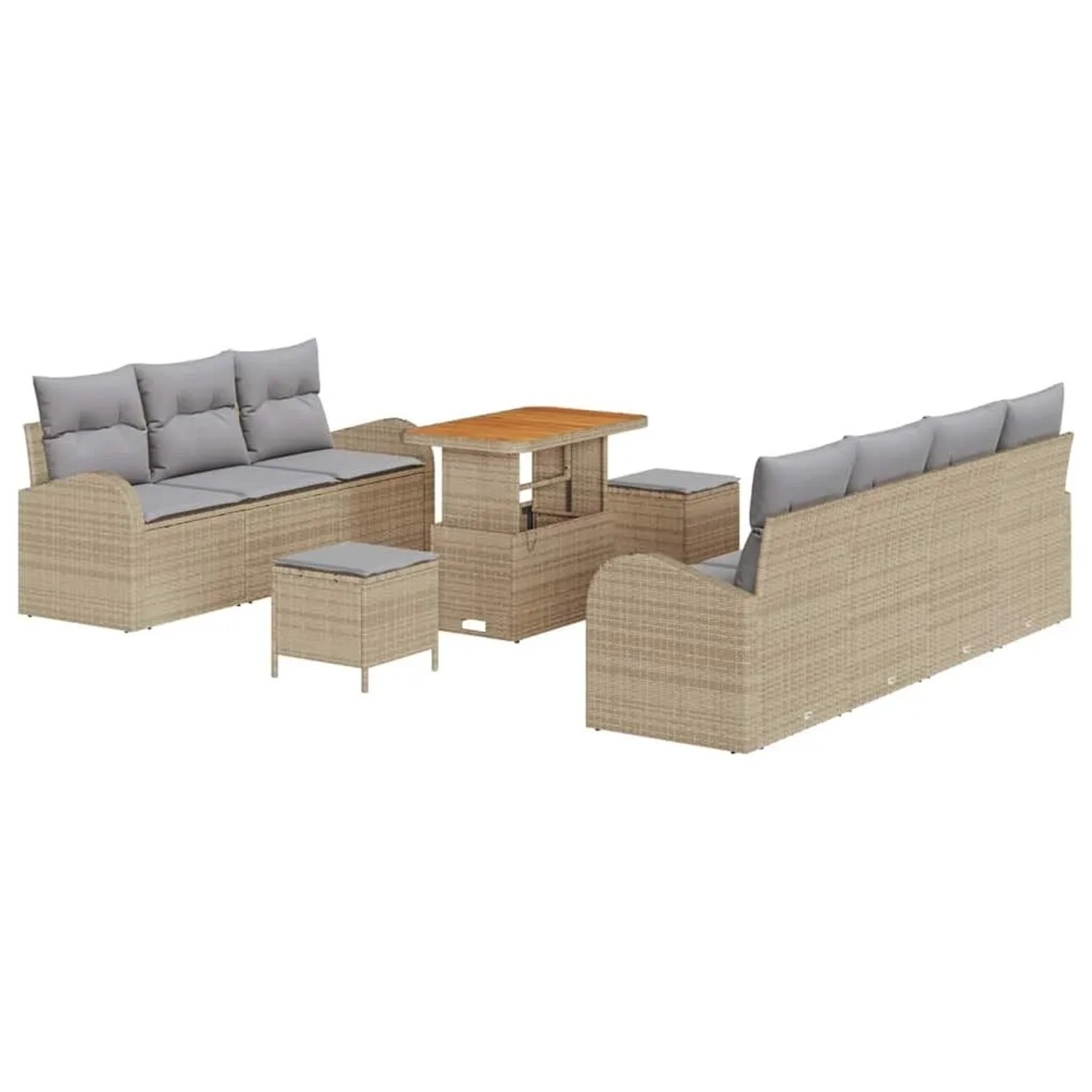 vidaXL Garten-Sofa-Set mit Kissen 10-Tlg Beige und Hellgrau 3364312