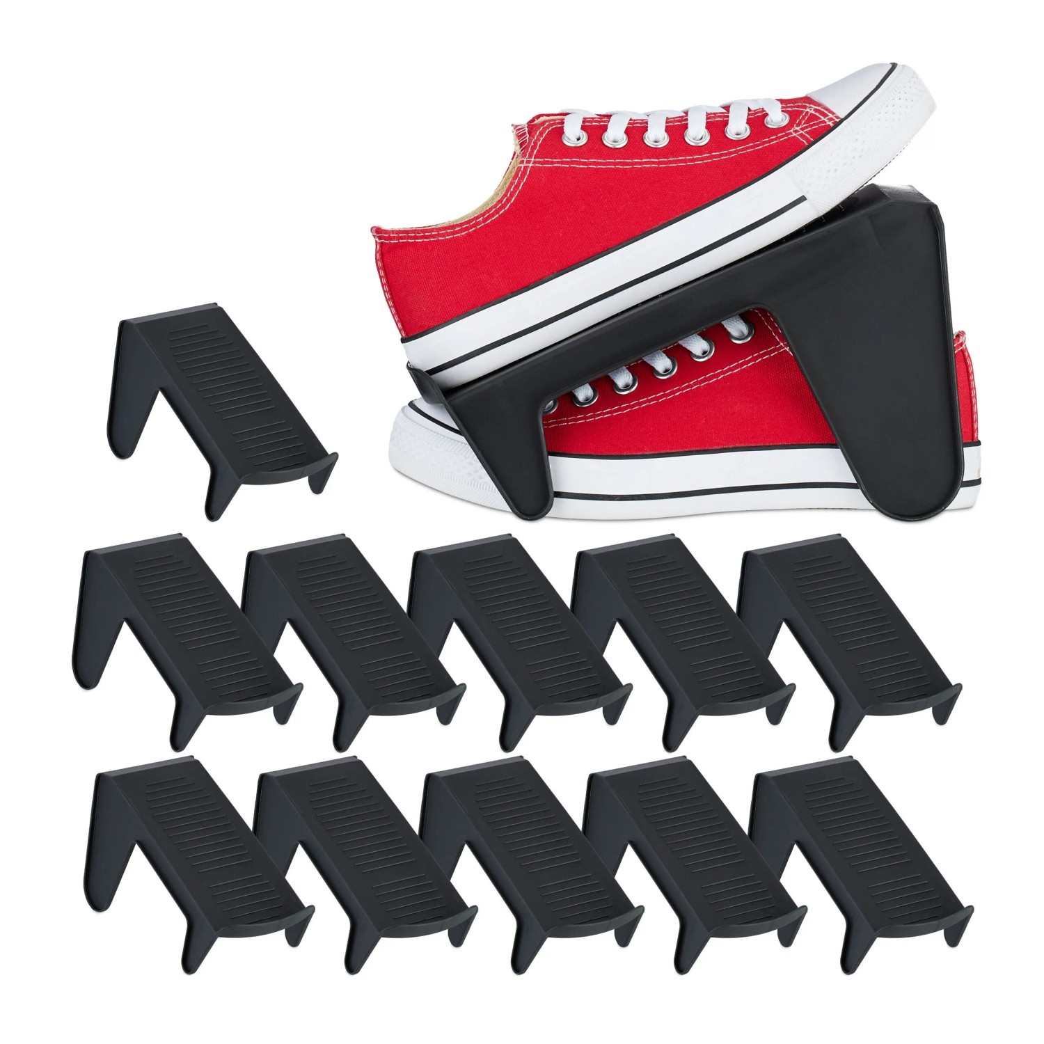 Relaxdays Schuhhalter 12er Set Kunststoff Rutschfest 13,5 cm x 11,5 cm x 24,5 cm