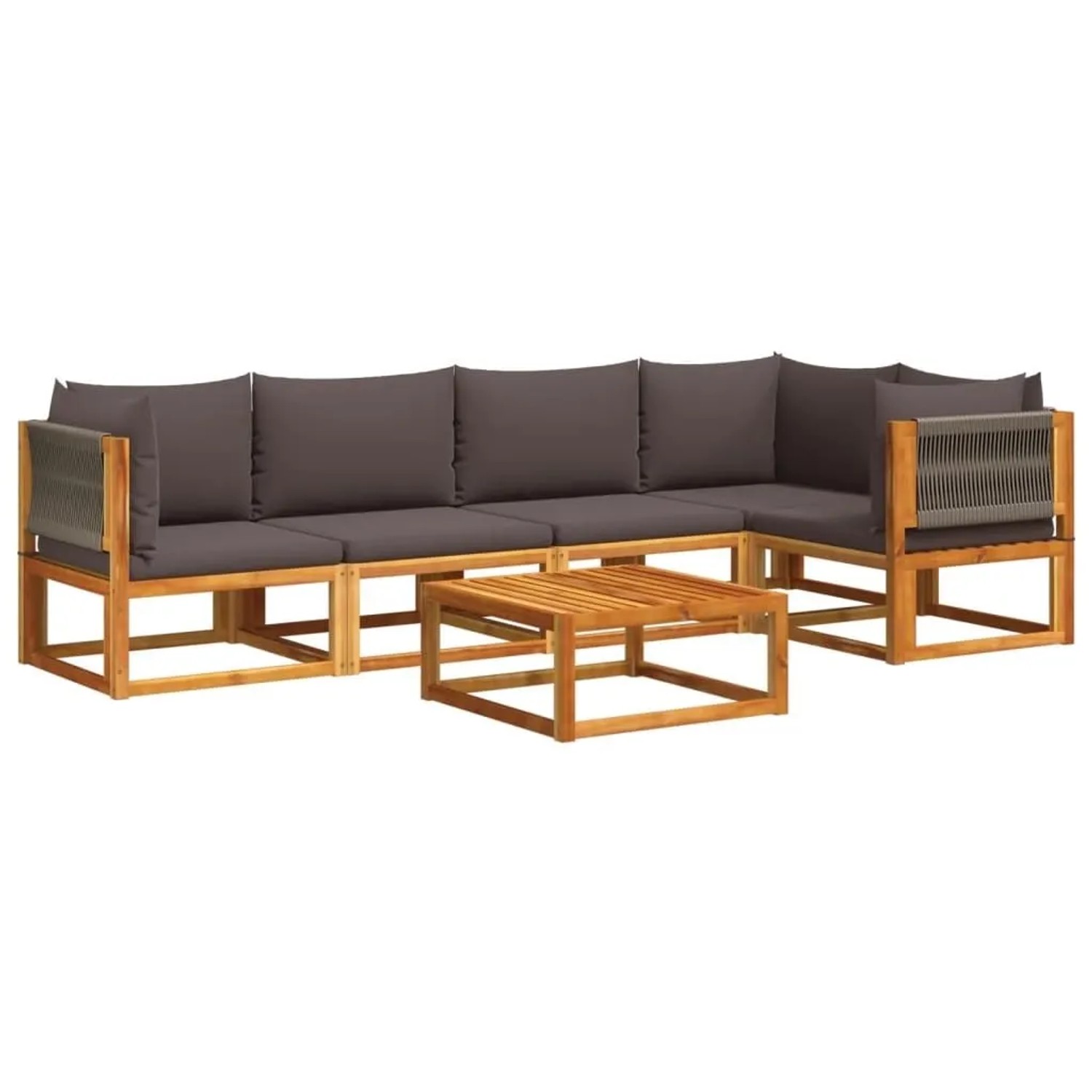 vidaXL 6-Tlg Gartensofa-Set mit Kissen Holz Akazie & Seil 3278829