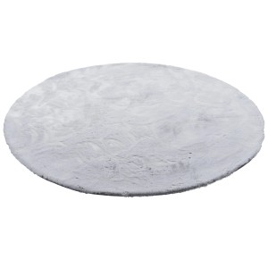 Runder, hellgrauer Fellteppich „Pergamon Luxus Super Soft Plush“, 120x120 cm. Kurzflorteppich.